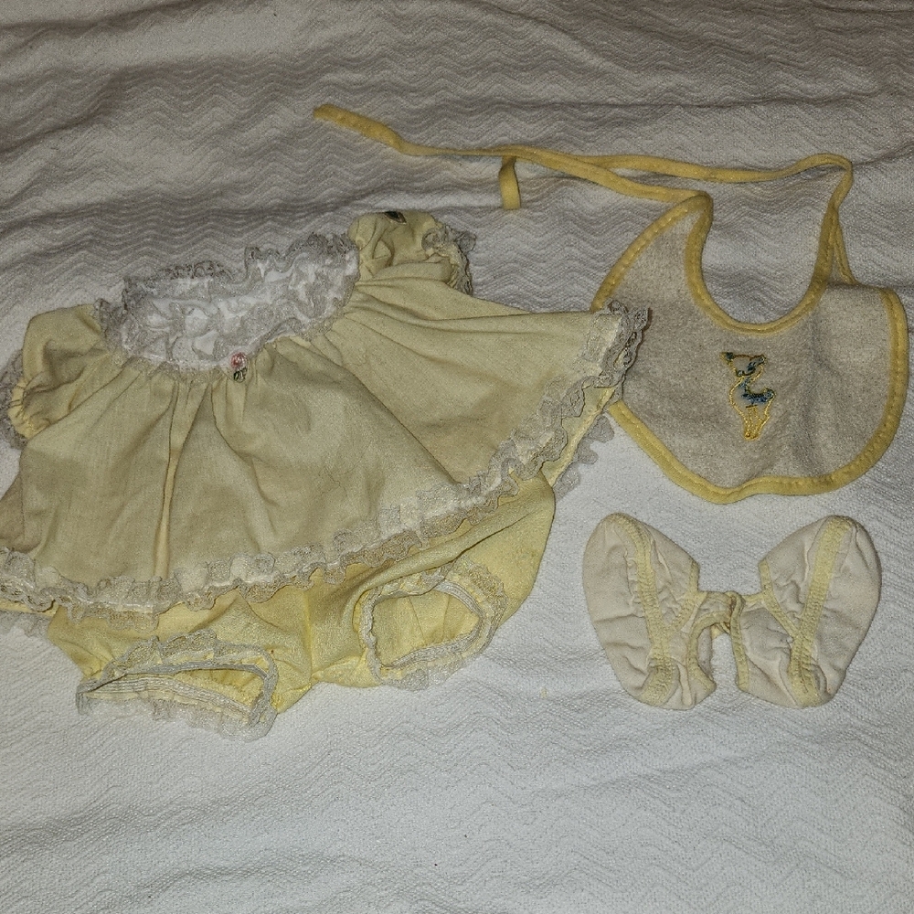Yellow Baby Outfit with Bib and Bow
